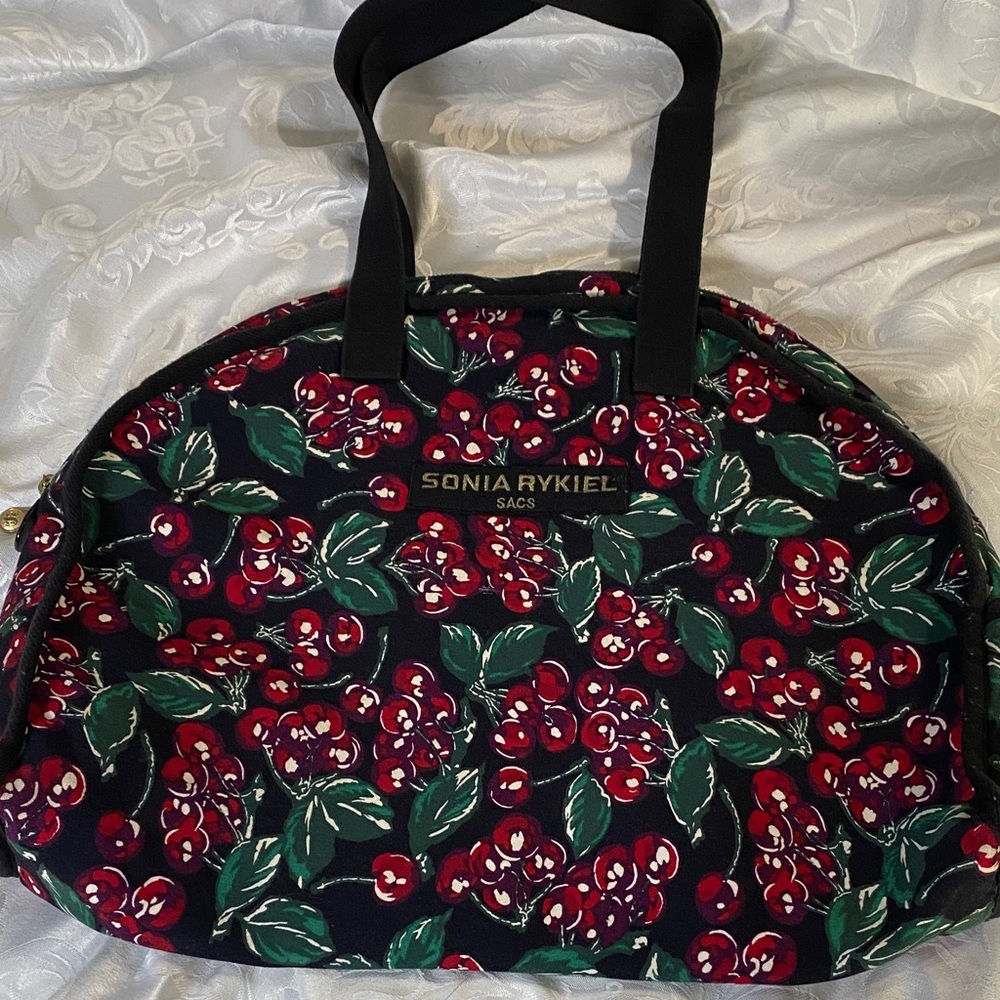 Sonia Rykiel Sacs Cherry Pattern Travel Bag - Black and Red